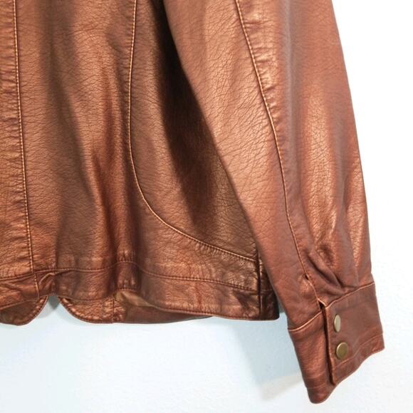 Susan Graver copper vegan leather jacket M - Picture 9 of 10